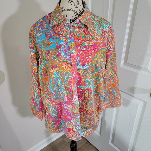 Lauren Ralph Lauren Marble Paisley print top 1XL NWT Women's - Picture 6 of 12